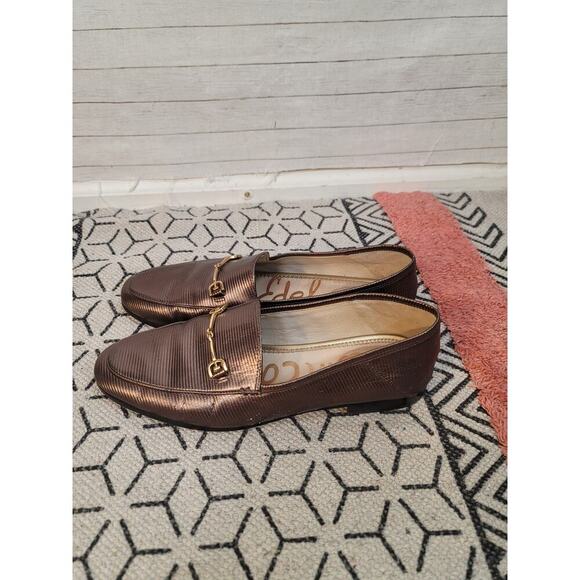 SAM EDELMAN LORAINE LEATHER LOAFERS in Black/Amethyst Metallic  SZ 9 - Picture 8 of 16